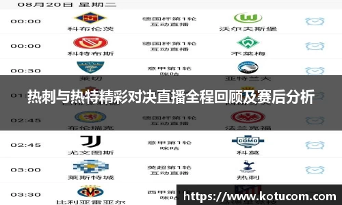 热刺与热特精彩对决直播全程回顾及赛后分析